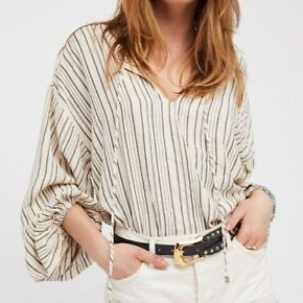 FREE PEOPLE Rhythm of the Night Top Tunic Ivory Small **NEW/Tags